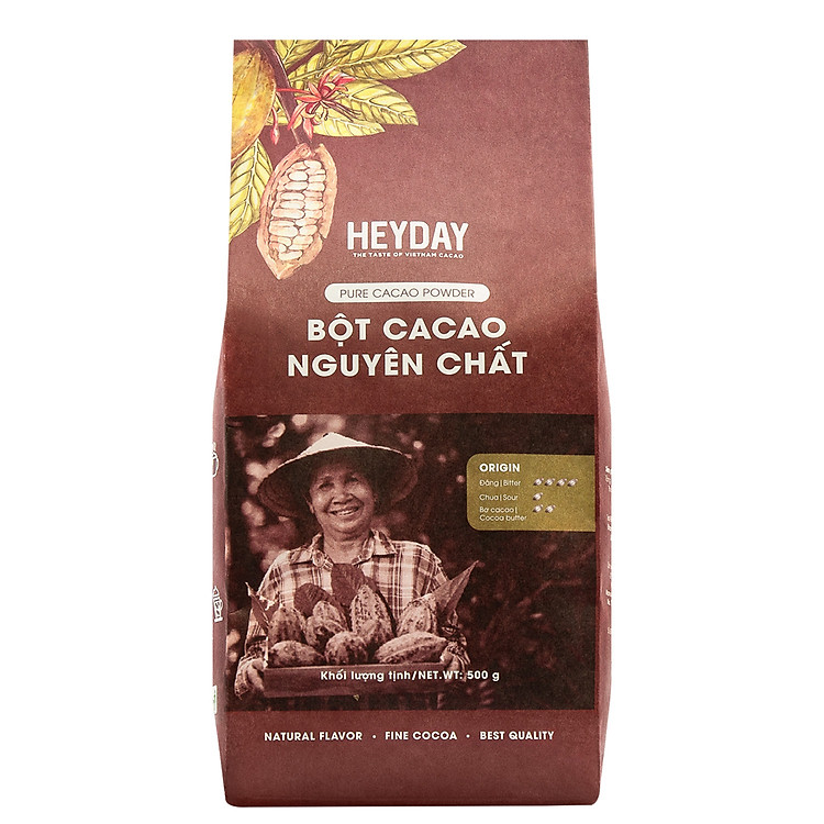Bột cacao nguyên chất 100% Việt Nam - Dòng Origin thượng hạng túi giấy 500g - Heyday Cacao