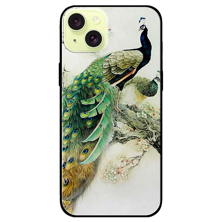 Ốp lưng dành cho Iphone 15 - Iphone 15 Plus - Iphone 15 Pro - Iphone 15 Pro Max - Chim Công Hoa Trắng - Hàng Chính Hãng