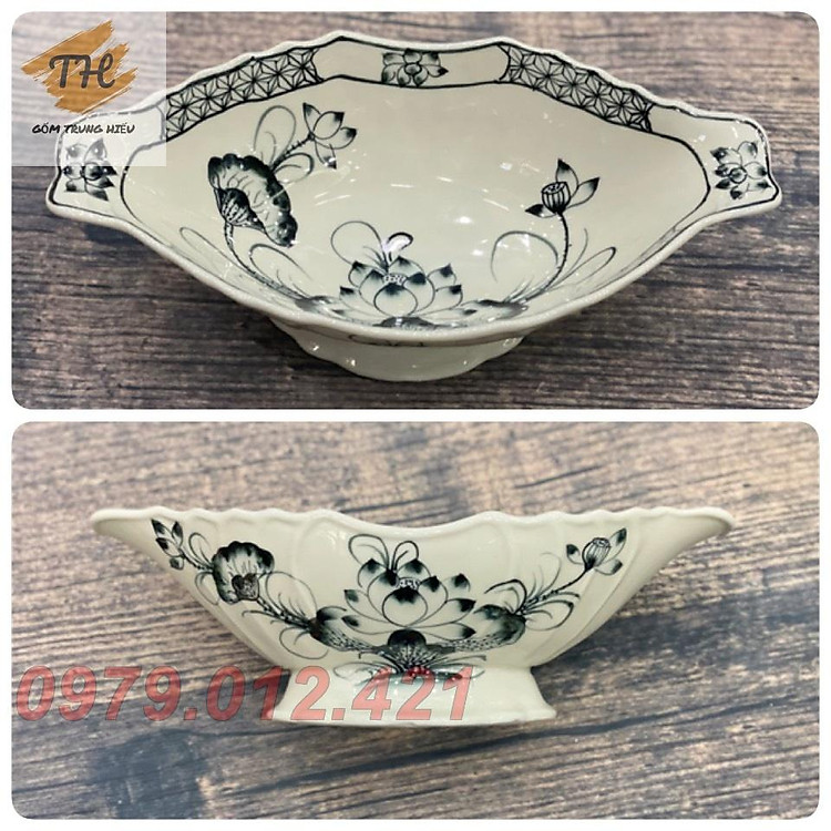 Bát gà bát thuyền gốm Bát Tràng đựng gà cúng trang trí ban thờ cao cấp