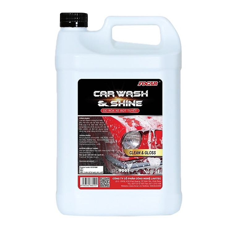 Dung Dịch Rửa Xe Bọt Tuyết Focar Car Wash & Shine (5L)