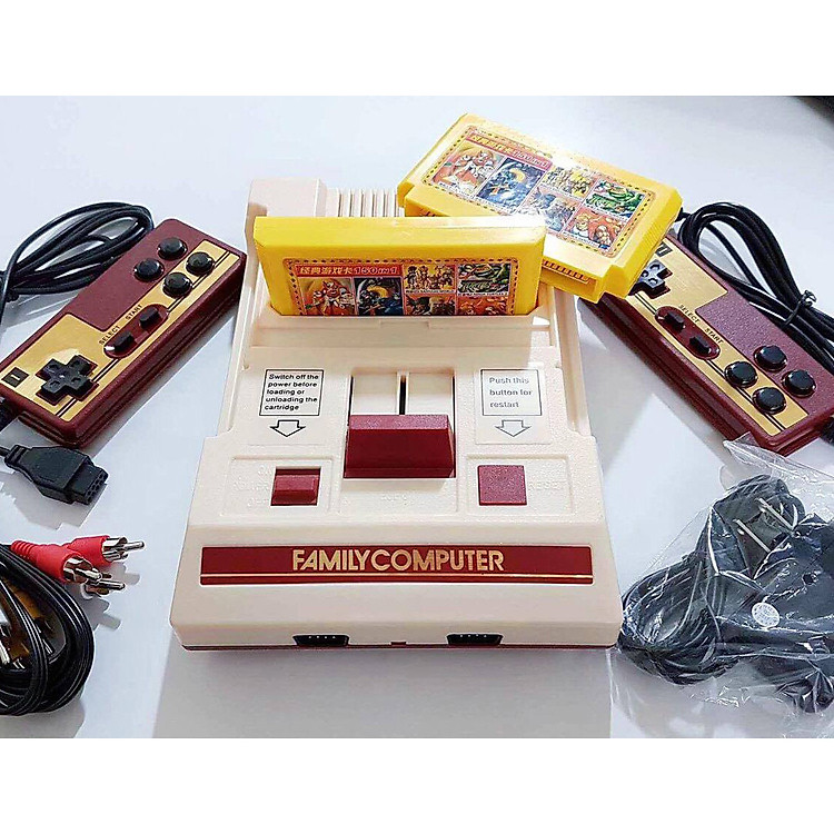 điện tử 4 nút fc compact 2 cắm cổng av tặng kèm băng trò chơi 64 trò không lặp lại