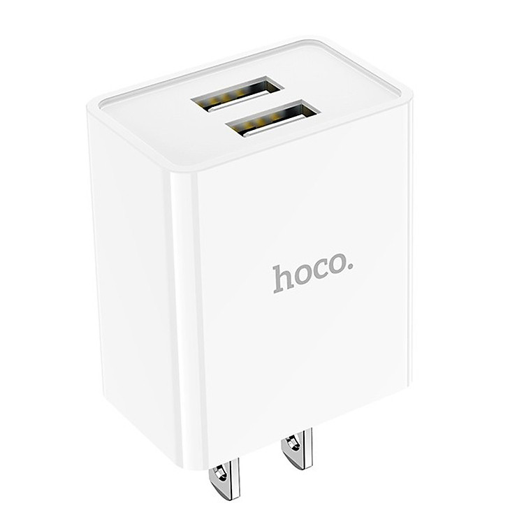Củ sạc 2.1A Hoco C89 chuôi dẹt nhựa ABS cao cấp 2 cổng Usb dành cho iPhone/iPad - Hàng chính hãng