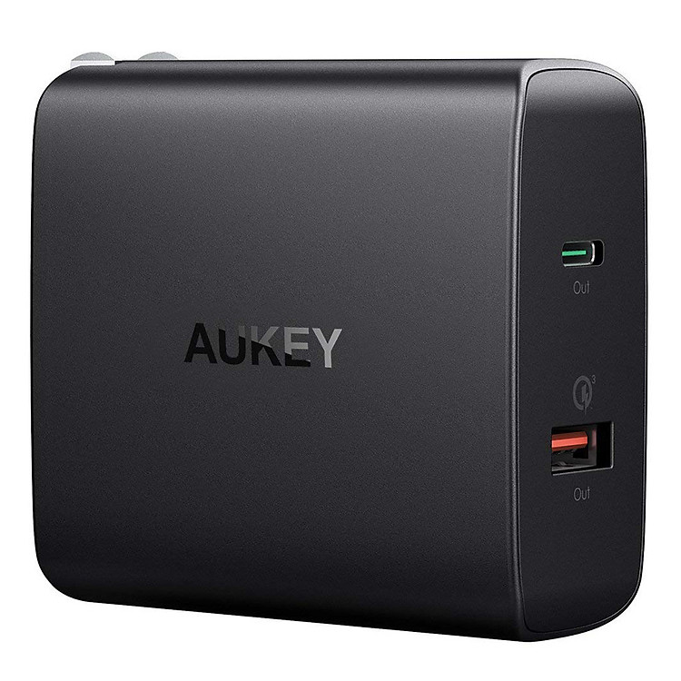 Adapter Sạc 2 Cổng 30W Aukey PA-Y11 Tích Hợp Cổng USB Type-C Hỗ Trợ Power Delivery PD 2.0 Và Sạc Nhanh QC 3.0 - Hàng Chính Hãng