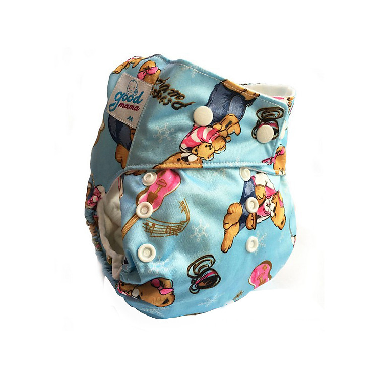 Bỉm vải Goodmama siêu chống tràn màu xanh hình gấu