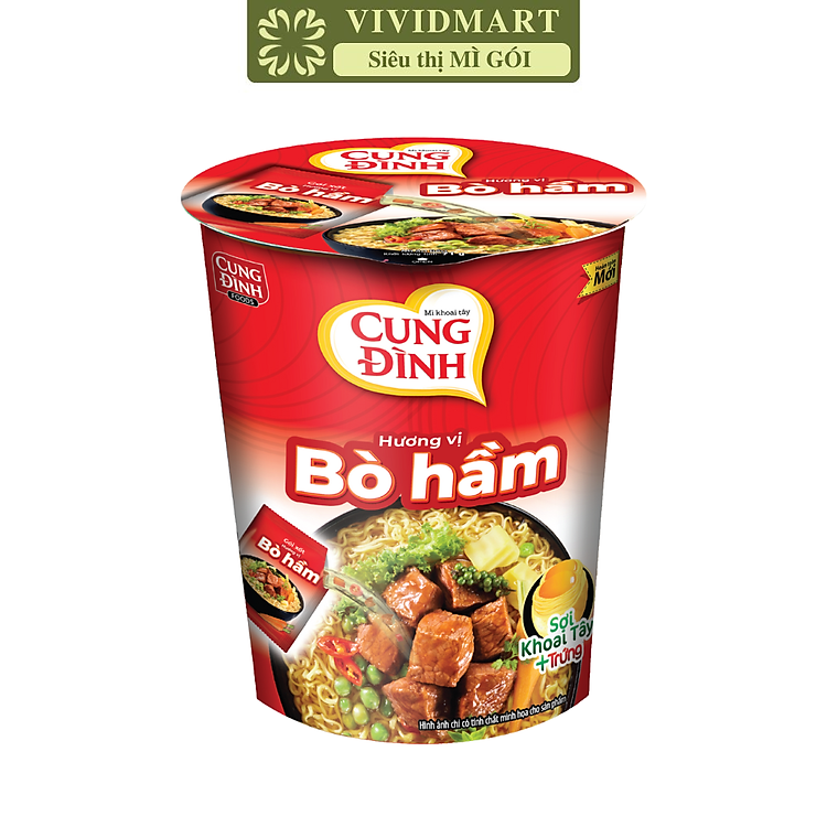 AFOTECH - Mì ly Cung Đình Bò hầm, Mì ly Bò hầm Cung Đình, Mì Bò hầm Cung Đình, Mì Cung Đình ly Bò hầm (64g/ly)