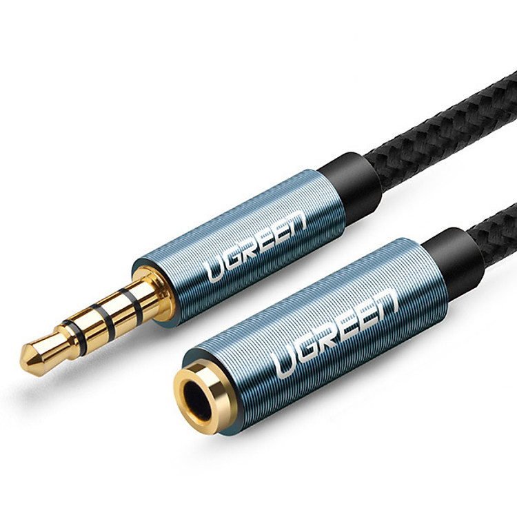 Cáp âm thanh 3.5Mm nối dài ra 3.5Mm đầu cái mạ vàng 24k 2M màu xanh Av118- 40675 - Hàng chính hãng
