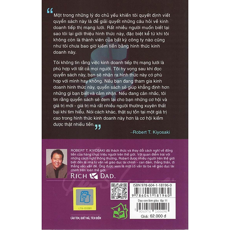 DẠY CON LÀM GIÀU - TẬP 11: TRƯỜNG DẠY KINH DOANH CHO NHỮNG NGƯỜI THÍCH GIÚP ĐỠ NGƯỜI KHÁC (Bản in năm 2022) - Ảnh 2