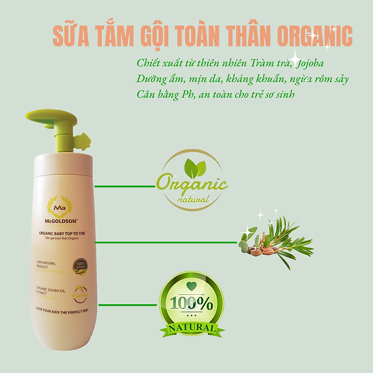 Tắm gội Organic 350mL McGOLDSON Chính hãng Ưu đãi - Hình ảnh 2