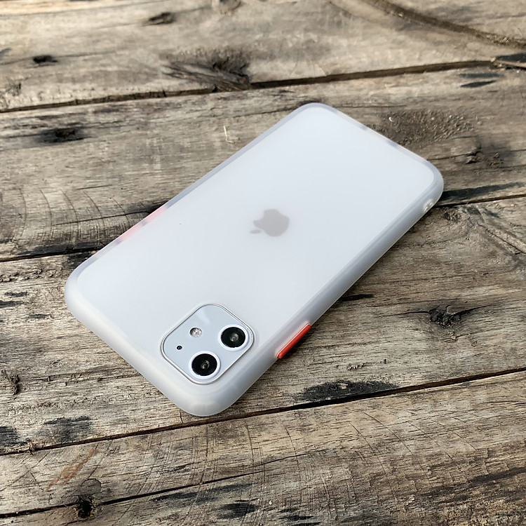 Ốp lưng chống sốc dành cho iPhone 11 nút bấm màu đỏ - Màu trắng