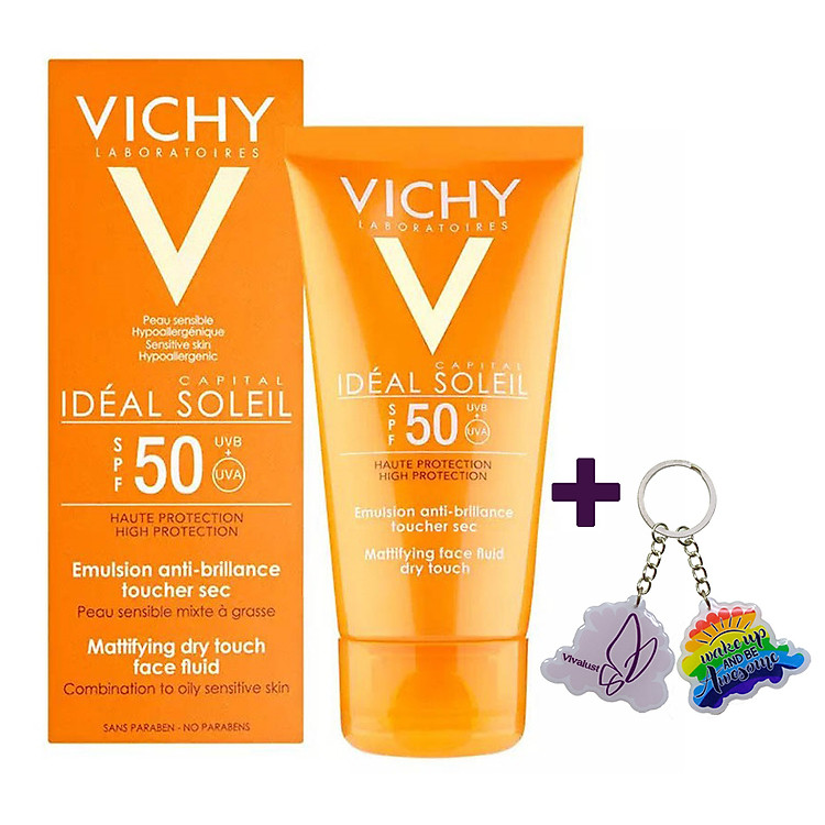 Kem Chống Nắng Không Gây Nhờn Rít VICHY Ideal Soleil Dry Touch (50ml) - TẶNG MÓC KHÓA