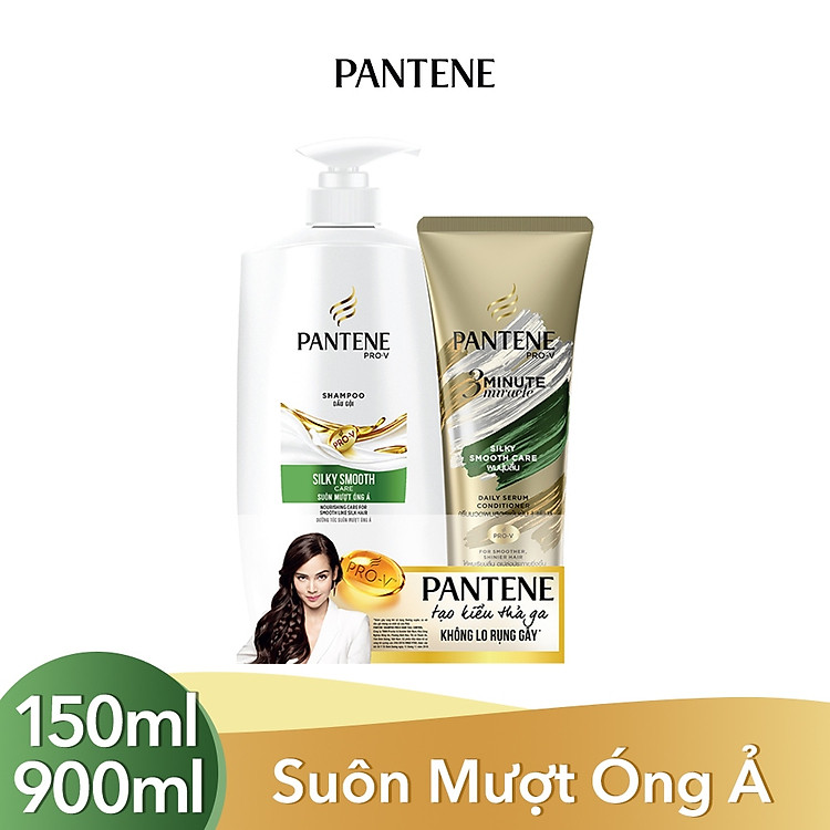 Bộ Đôi Pantene Suôn Mượt Óng Ả (Dầu Gội 900ml + Kem Xả 150ml)