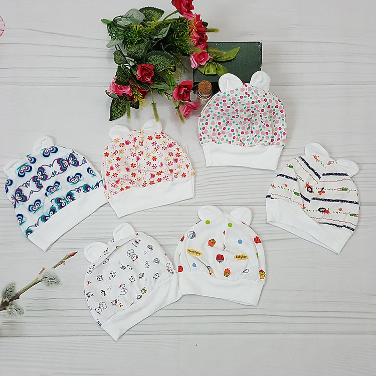 Combo 5 Mũ Chụp Sơ Sinh Hoa