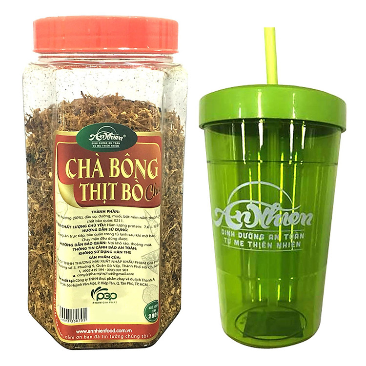 Chà Bông Thịt Bò Chay An Nhiên (200g) - Tặng 1 Ly Ống Hút 750ml