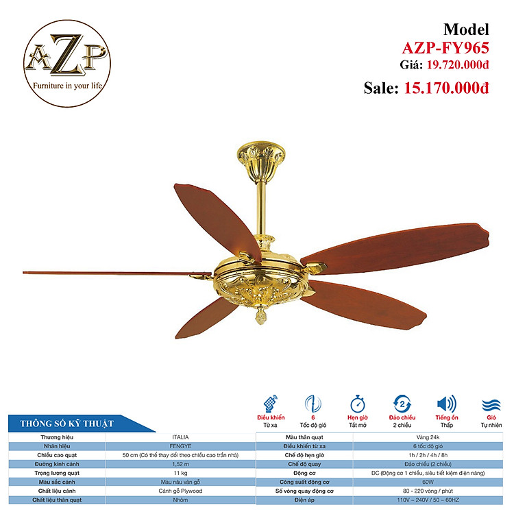 AZP-FY965 – BST QUẠT ĐÈN CAO CẤP / GIẢI PHÁP TRANG TRÍ CHO CÁC CÔNG TRÌNH NHÀ HÀNG, KHÁCH SẠN. CĂN HỘ, DINH THỰ phong cách đương đại, hàng nhập khẩu AZP