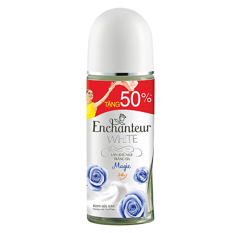 Lăn Khử Mùi Trắng Da Toàn Thân Enchanteur Magic (50ml) - Tặng 50% Dung Tích