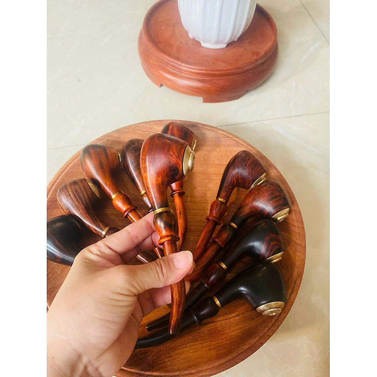 Tẩu hút thuốc gỗ trắc đỏ đen (4.5×17.5cm) - Ảnh 2