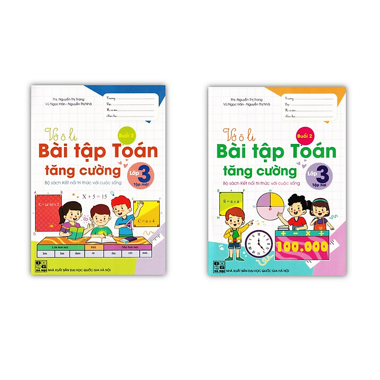 Combo Vở Ô li Bài Tập Toán Tăng Cường lớp 3 – tập 1 + 2
