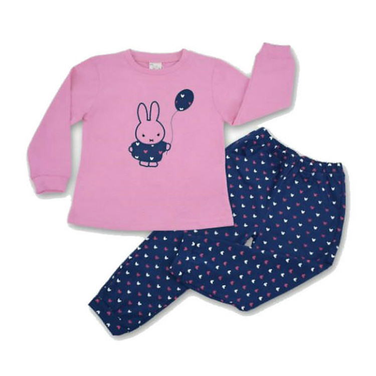 Bộ Thun Bé Gái Thêu Con Thỏ Ardilla 01GW2017 - Áo Hồng/Quần Navy