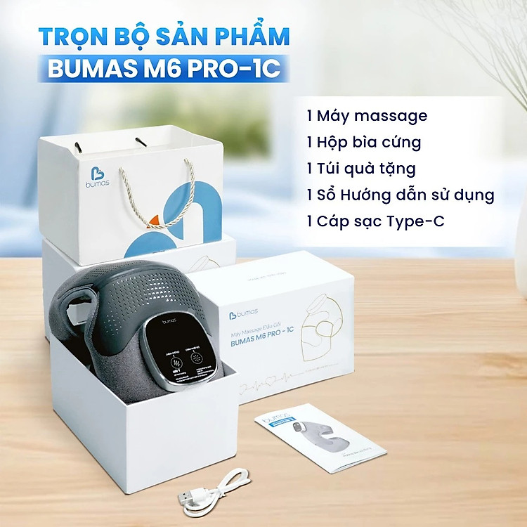 Máy Masssage Đầu Gối BUMAS M6 Pro - Nâng Cấp Bốn Đầu Điểm Massage Công Nghệ Khóa Nhiệt Mới Giảm Thất Thoát Nhiệt Và Điện - Hàng Chính Hãng