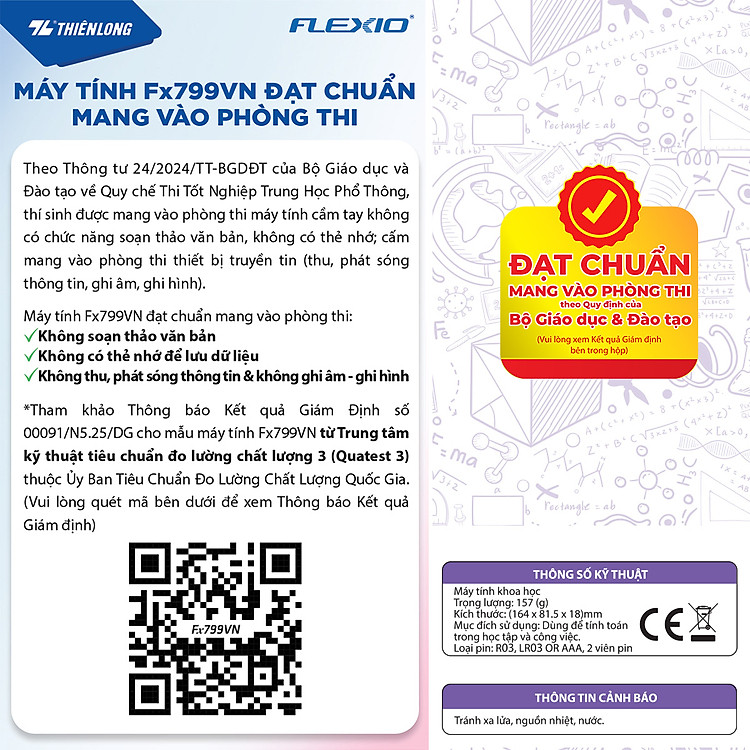Máy tính khoa học Thiên Long Flexio Fx799VN - Đen V2025 - Ảnh 5
