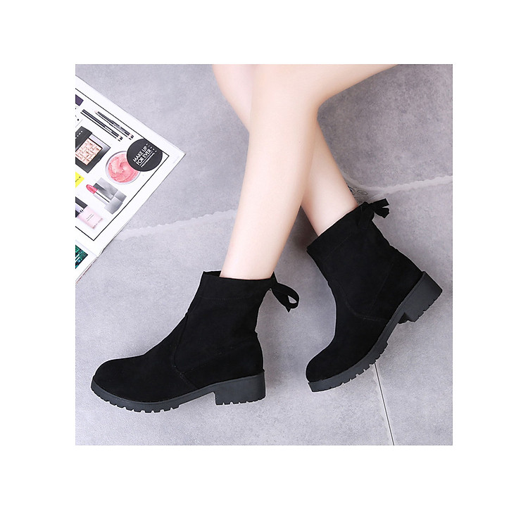 Giầy boots nữ full size chuẩn full box cổ thấp mũi tròn V131