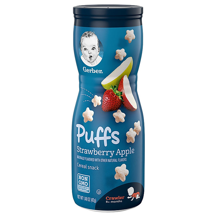 Bánh Ăn Dặm GERBER PUFFS Vị Dâu Táo (Hộp 42g)