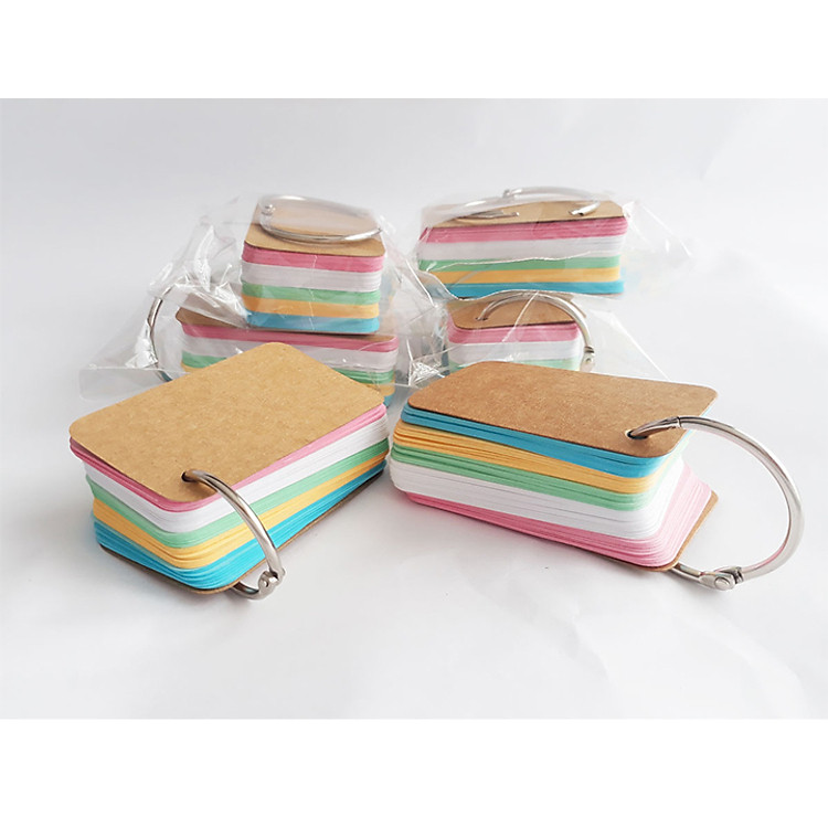 Combo 5 Bộ Flashcard Trắng Mix 5 Màu Nhạt ( 4.5 X 7.5 Cm ) ( Flashcard Tiếng Nhật)