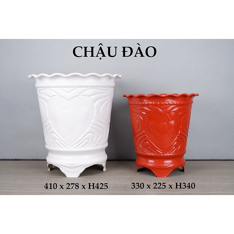 Chậu Đào Phúc Lộc Thọ (33 x22.5 x 34cm) Thiết Kế Tinh Xảo, Bền Đẹp Thích Hợp Trồng Cây Cảnh, Cây Ăn Quả - Hàng VNXK Châu Âu