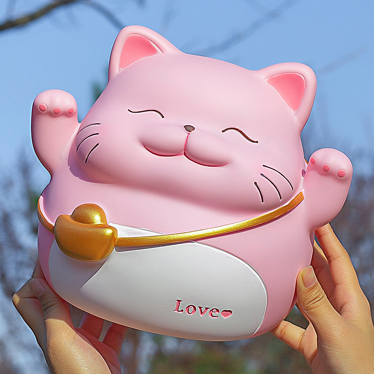 Ống Tiết Kiệm Mèo Thần Tài Đeo Túi Vàng (20 cm) - Ảnh 3