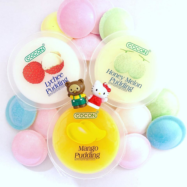 LỐC THẠCH 6 CHÉN HƯƠNG TRÁI CÂY TỔNG HỢP COCON - COCON NATA DECOCO PUDDING ASSORTED (80g x 6 hũ)