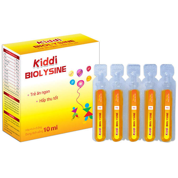Thực phẩm chức năng KIDDI BIOLYSINE tăng cường hệ miễn dịch, tăng cường hấp thu, giúp bé ăn ngon miệng (Hộp 4 vỉ x 5 ống 10ml)