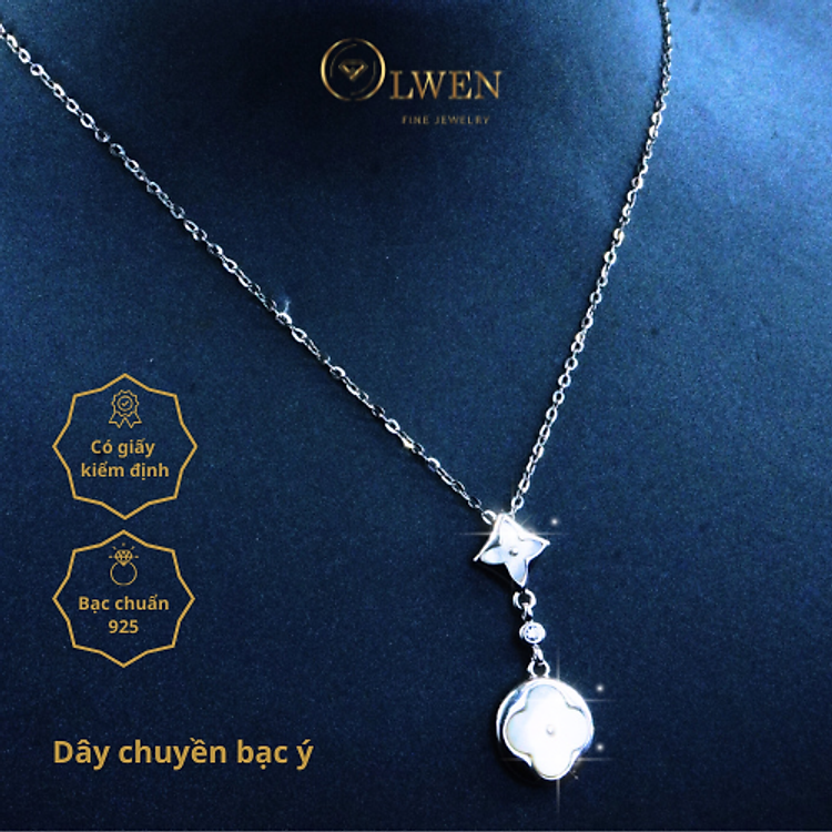 Dây chuyền bạc ý hình hoa vuông bo tròn với họa tiết đồng bộ, phong cách Hàn Quốc, đơn giản, trẻ trung, thanh lịch, phù hợp đi học, đi chơi, đi làm - 58688.2