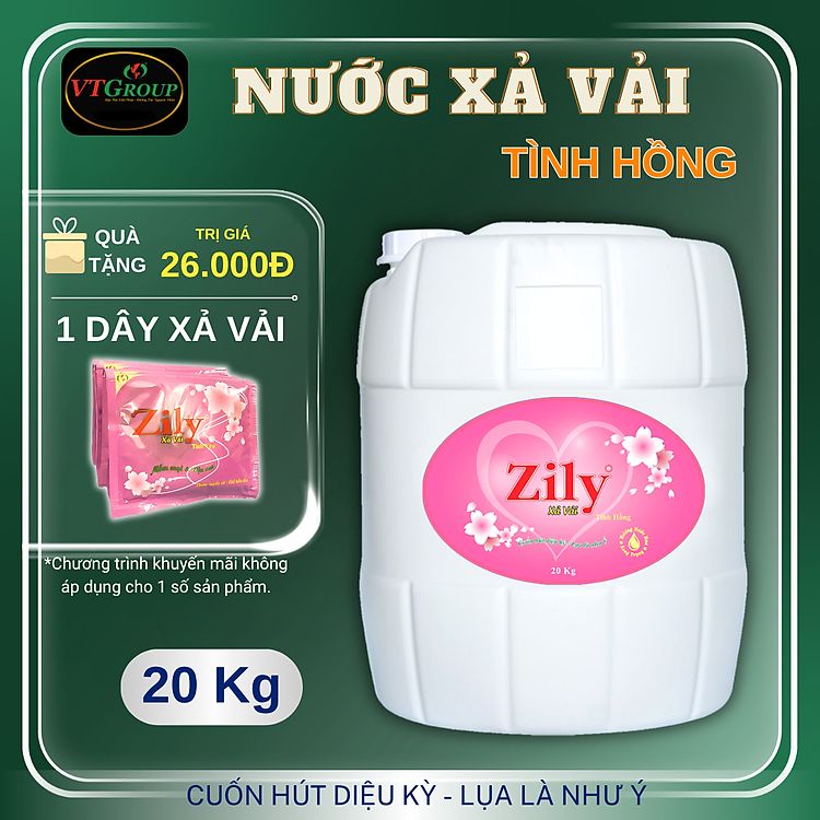 Nước xả vải Zily can 20kg - Tặng 1 Dây xả vải Zily 10 gói