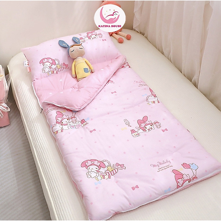 Túi ngủ cho bé có khóa kéo tiện lợi, KT 75x180cm, vải cotton mềm thoáng mát