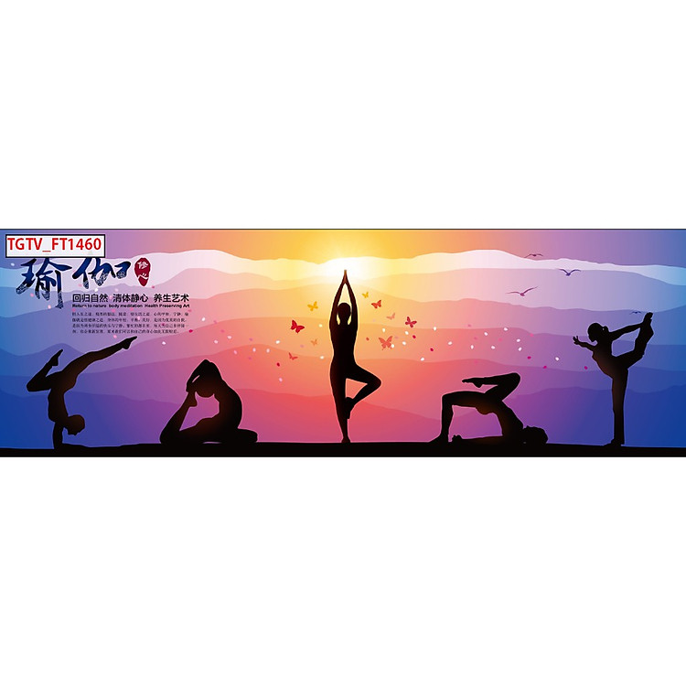 (HCM)Tranh dán tường 3d trang trí decor lớp tập yoga tích hợp sẵn keo(có in theo yêu cầu)