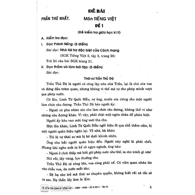 Đề Kiểm Tra Định Kì Tiếng Việt - Toán - Khoa Học - Lịch Sử - Địa Lí 5 (Tập 2) - Ảnh 5