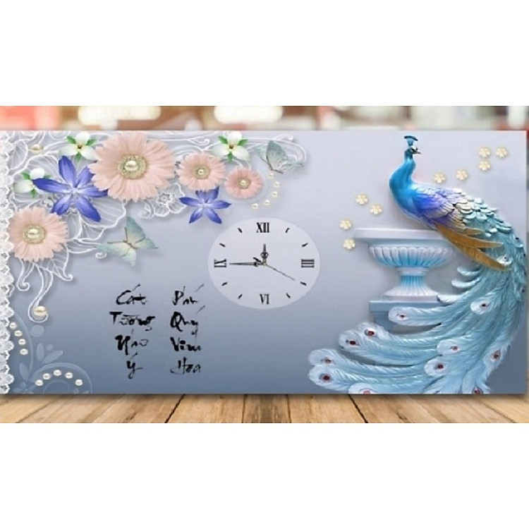 TRANH THÊU CHỮ THẬP ĐỒNG HỒ PHÚ QUÝ CÁT TƯỜNG 58x39cm- tự thêu