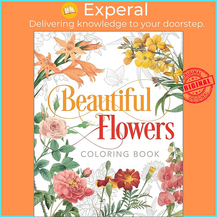 Sách - Beautiful Flowers Coloring Book by Peter Gray Pierre-Joseph Redoute (UK edition, paperback)
