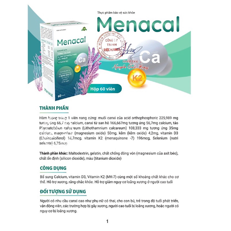 Viên uống Menacal Canxi, K2, D3 cho mẹ bầu Tiết kiệm - Hình ảnh 5