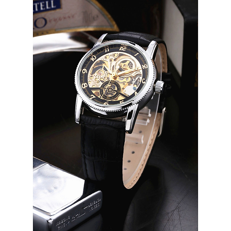 Đồng Hồ Cơ Lộ Máy Dây Da Bò Thời Trang Cho Nam