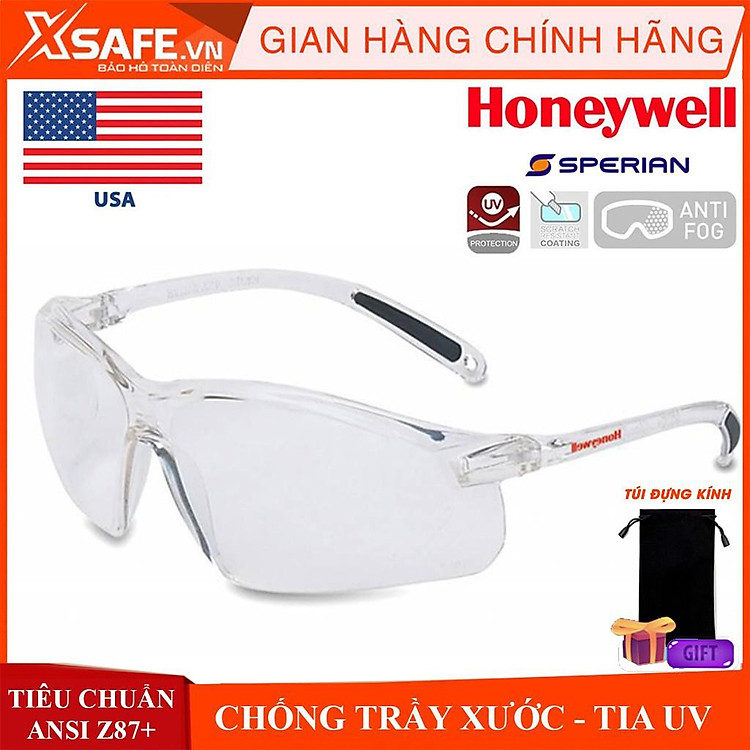 Kính bảo hộ Honeywell A700 Mắt kính chống bụi, chống tia UV, chống trầy xước, đọng sương
