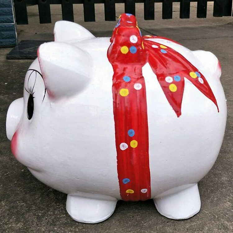 Heo đất bỏ tiết kiệm có nơ, size 25cm