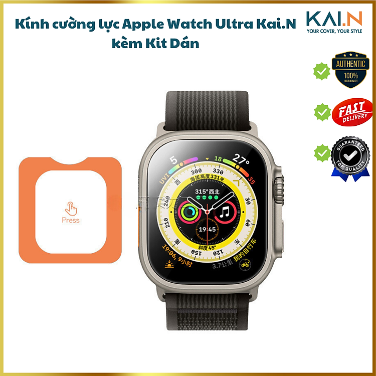 Miếng Cường Lực Dán Màn Hình Dành Cho Apple Watch Ultra 2/ Ultra 49mm Kai.N HD_ Hàng chính hãng