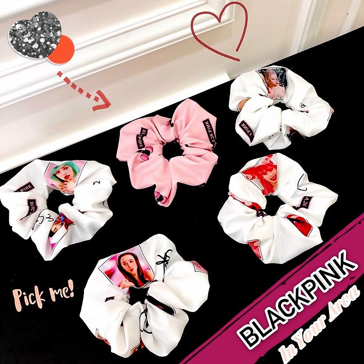 Cột Tóc Vải Scrunchies - Dây Buộc Tóc Scrunchies Black Pink