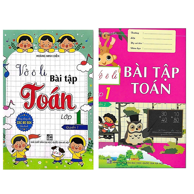 Vở ô li bài tập Toán lớp 1 quyển 1+2