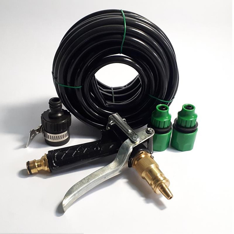 Bộ vòi xịt nước tưới cây, rửa xe vòi xịt nước bằng đồng (5 trong 1) + Dây tưới 8/11mm