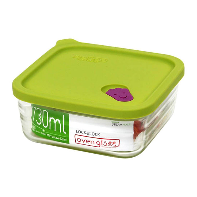 Hộp Thủy Tinh Chịu Nhiệt Lock& Lock Wave Steam Hole LLG165 (730ml)- Màu Xanh Lá