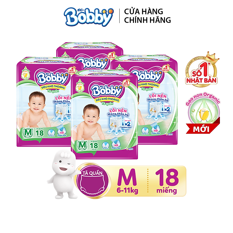 Mua Combo 4 Tã quần Bobby M18 cho bé Giá rẻ