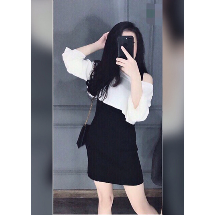 Sét áo croptop kèm đầm ôm sát nách