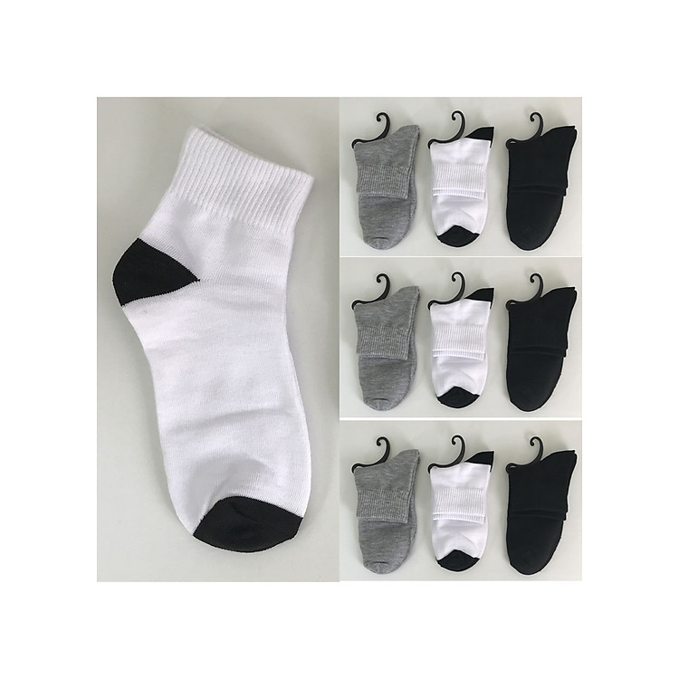 Set 10 đôi Tất trơn cổ cao Nam Nữ